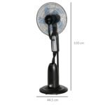 18 Pedestal Fan With Water Mist Spray, Standing Fan, Humidifying Misting Fan With 3 Speeds, 2.8L Water Tank, Black - Image 2