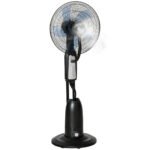 18 Pedestal Fan With Water Mist Spray, Standing Fan, Humidifying Misting Fan With 3 Speeds, 2.8L Water Tank, Black