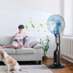 18 Pedestal Fan With Water Mist Spray, Standing Fan, Humidifying Misting Fan With 3 Speeds, 2.8L Water Tank, Black - Image 4