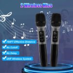 Portable Wireless Party Speaker With LED Light 2 Wireless Mics Remote Control TWS Music Accompany Mic. Priority Bass Echo Mic Treble Guitar In - Image 8