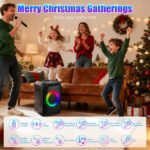 Portable Wireless Party Speaker With LED Light 2 Wireless Mics Remote Control TWS Music Accompany Mic. Priority Bass Echo Mic Treble Guitar In - Image 5