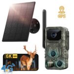 4G GPS Hunting Trail Camera – Solar Powered, Triple PIR Motion Sensor, Wildlife Monitoring (Camo)
