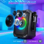 Portable Wireless Party Speaker With LED Light 2 Wireless Mics Remote Control TWS Music Accompany Mic. Priority Bass Echo Mic Treble Guitar In - Image 9