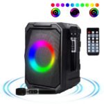 Portable Wireless Party Speaker With LED Light 2 Wireless Mics Remote Control TWS Music Accompany Mic. Priority Bass Echo Mic Treble Guitar In - Image 6
