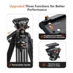 Tripod 74 Professional Heavy-Duty Metal Camera Tripod with Adjustable Damping Fluid Head, Dual-Mode Quick Release Plate Compatible with DJI RS4 & Manfrotto Q6 - Image 3