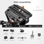Buy Tripod 74 Professional Heavy-Duty Metal Camera Tripod with fluid damping head, dual QR plate, DJI RS4 and Manfrotto Q6 compatibility for smooth video shooting.