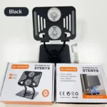 Improve laptop cooling and workspace comfort with this carbon steel 360° rotating laptop stand. Features dual cooling fans, adjustable height, foldable design and 10kg load capacity for 10–17 inch laptops.